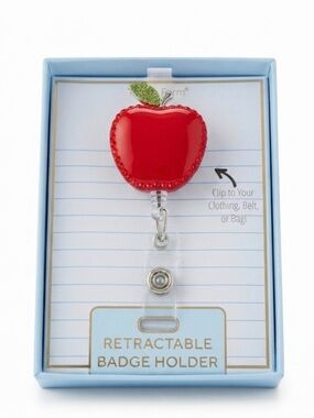 NWT ⚜️🍎⚜️ True To Form Red Apple Retractable Badge Holder